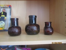 Vintage Bovril Bottles Amber Glass Jars Set of 3 Rustic Glass Retro Home Decor