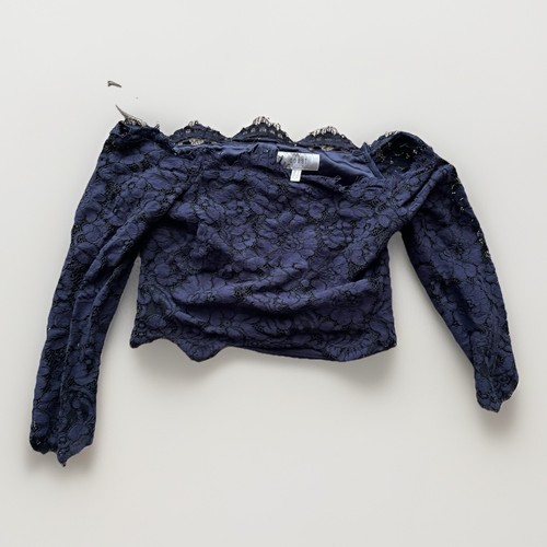 Coast lace crop top navy - top, uk
