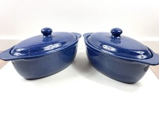Kalahari Sands By Crown Ceramics Blue Casserole Dishes Bundle Of 2 With Lids