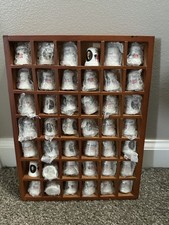 Vtg Presidential Ceramic Thimble Set 42 Wood Display Shelf- New