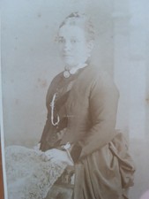 CDV Woman Bustle Dress Fashion by J Owen of Bournemouth - Victorian Photo aa