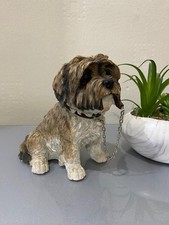 Brown Shih Tzu Dog Ornament Figurine – 17cm Realistic Resin Puppy Statue