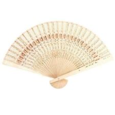 Bamboo Wooden Folding Hand Held Fan Art Leaf Curved Flower Party Holidays UK