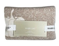 Shabby Chic Throw Blanket Fall Pumpkins Beige Gold Stitching Oversized 50" X 70"