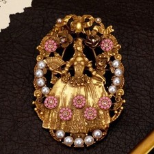 Antique Openwork Fan Brooch