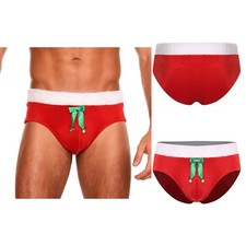 Mens Christmas Gifts G-string Thongs Flannel Christmas Santa Claus Boxer Briefs