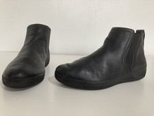 FitFlop Superchelsea Black Leather Flat Ankle Boots Size 5
