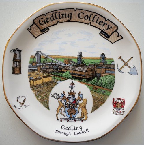 Vintage porcelain mining plate - vintage,