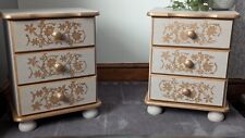 Pair of Hand-Painted Upcycled Wooden Bedside Cabinets – Floral Copper Design