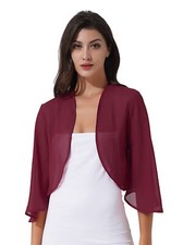 UK Womens 3/4 Sleeve Chiffon Cardigan Bolero Shrug Crop Cardigan Shawl Cover Up