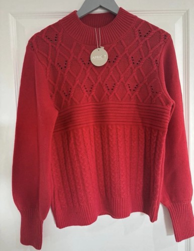 Apricot red knitted jumper - apricot,