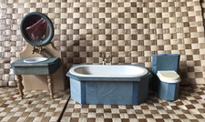 Bodo Hennig 1:10th blue bathroom set of sink, bath & toilet
