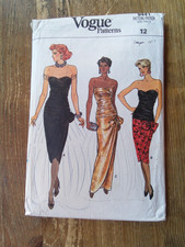 9441 Ruched Bodice Strapless Evening Gown Sz 12 Used 1980s Vogue Sewing Pattern