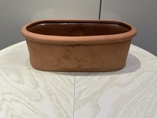 Trough Planter Garden Terracotta Leaf Glazed Interior 21.5 X 11.5 X 8 Cm 