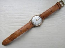 Longines 9 ct Gold Wrist Watch with Hirsch Massai Ostrich Hide Strap.
