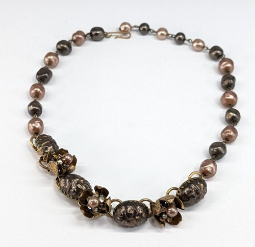 Vtg faux pearl brass - vtg,
