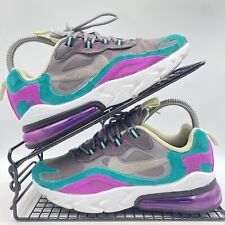 Nike Air Max 270 React Grey Green Purple Trainers Sz UK 4 Womens Suede Gym Yoga