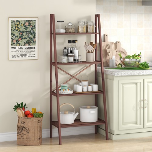 148cm tall ladder shelf - ladder, bamboo
