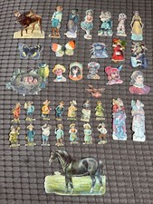 37 original Victorian Scraps - Horses People Children Birds Animals - All Shown