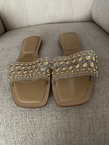Zara flat sandals with - zara,