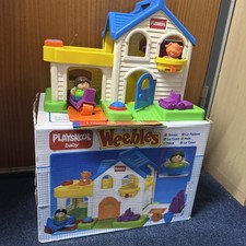 Playskool Weebles House Vintage 1989 with Wendy Weeble & Pet Cat Figures