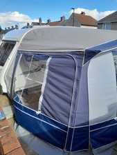 Caravan Awning Eurovent Blue and Grey.  Used Size 8.15 M × 8.30 M.