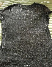 Women Sequin Top Black Size Small