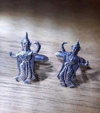 Vintage Siam/Thailand Stirling Silver Nora Dancer Goddess Cufflinks