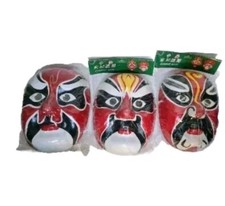 3 x RED Chinese Opera Face