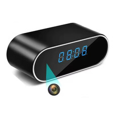 2-in-1 Black Bedroom Digital LED Alarm Clock 4K HD 1080P Surveillance Cams Night