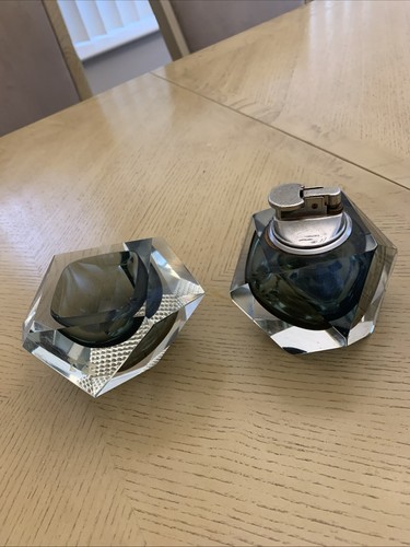 Smoked grey faceted murano - faceted,