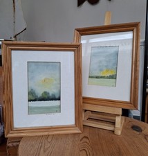 Pair Of 1988 Framed Watercolours by John Woodcock. Art/Painting/Devon/Vintage