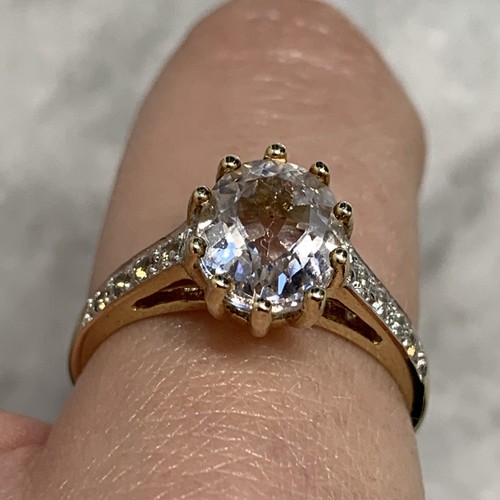 Gold ring kunzite white - 9,