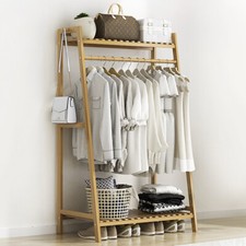 Wooden Clothes Rail Coat Garment Rack Dress Hanging Display Stand Storage Shelf