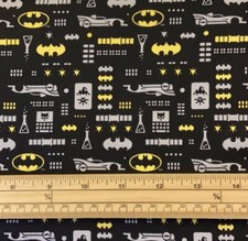 Fat Quarter Young Cartoon Batman Icons Batmobile 100% Cotton Quilting Fabric
