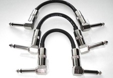 3 x 20cm HAND BUILT STUDIO QUALITY RIGHT ANGLE  PATCH LEADS FOR GUITAR