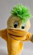 Vintage Edd The Duck Squeaking Hand Puppet Plush Childrens BBC 1990 Golden bear