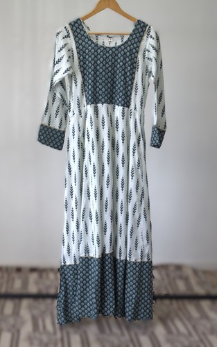 Off white linen long kurta - white,