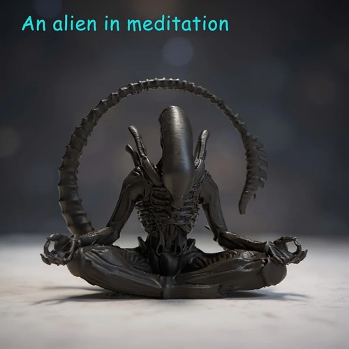 Meditating alien figurine - meditating,