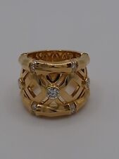 Cartier 18ct Yellow Gold Diamond Bamboo Ring, Signed & Numbered Cartier