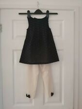 New Maggie Zoe Girls 3-4 Year Pure Cotton Embroidery Blue Tunic Dress & Legging