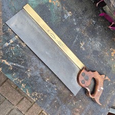 Vintage British 14 inch Brass Backed Tenon Saw R. Groves & Sons