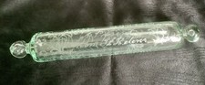 Antique / Vintage Blown Glass Acid Etched Rolling Pin ~A Present From St. Helens