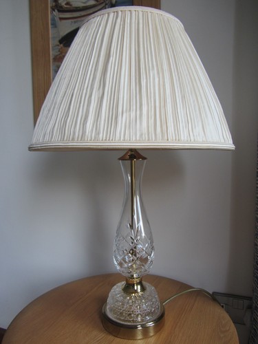 Vintage cut glass brass heavy - glass/brass,