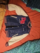 Zara Men's Varsity Bomber Jacket Blue/Cream, Size XL