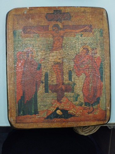 Religious icon printed - on, wood