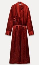 ZARA SATIN EFFECT WRINKLE WRAP KIMONO DRESS BURNT ORANGE REF: 8595/980 Sz M