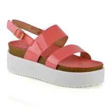 Womens Low Heel Platform Wedge Sandals Ladies Strappy Flat Chunky Shoes Size 3-8