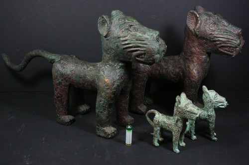 African benin bronze leopard - african,