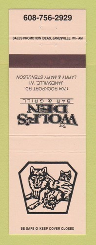 Matchbook cover wolf - cover, wolf's